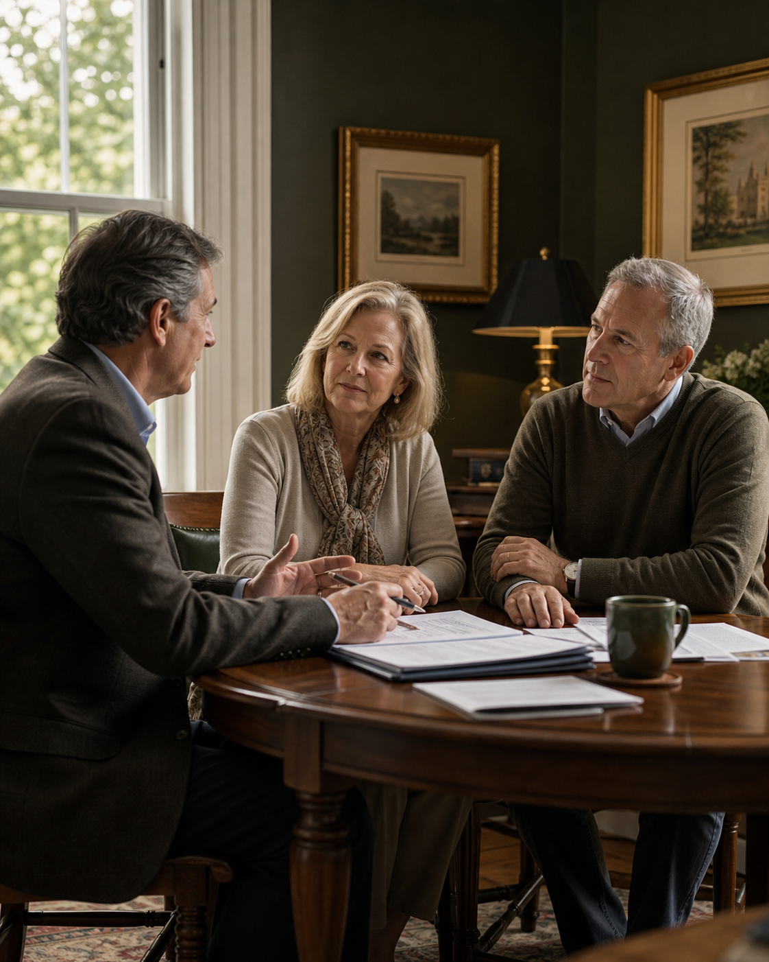 A financial advisor meeting personally with a couple